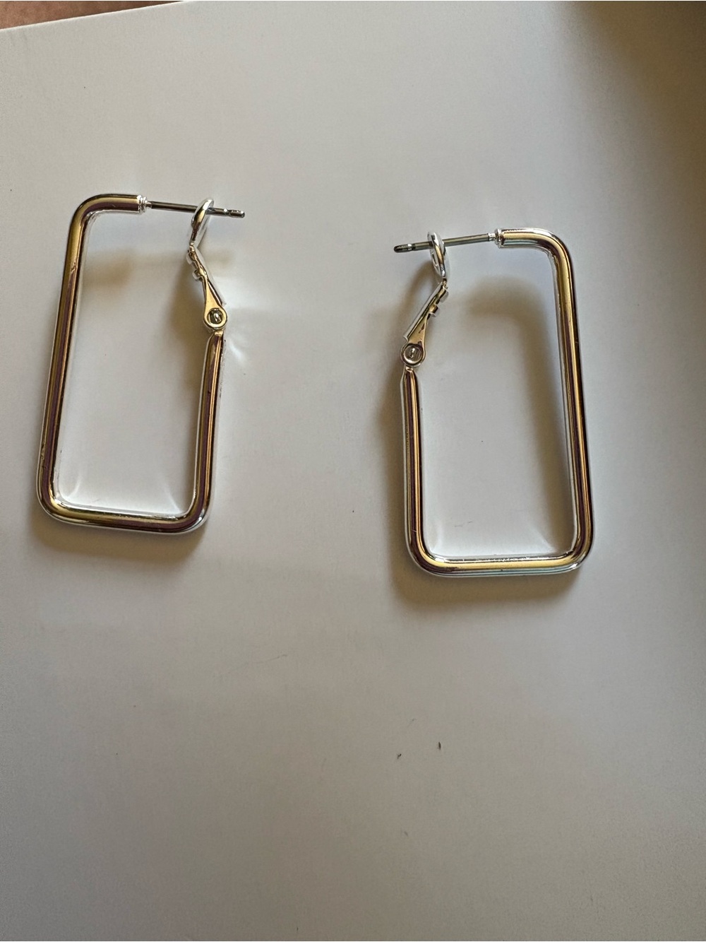 Vintage Classic Silver Rectangular Hoop Earrings - Women Jewelry